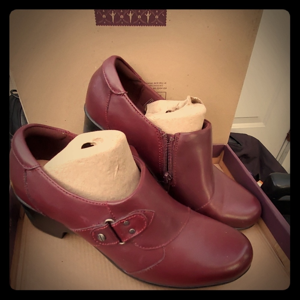 Clark's burgandy loafers
